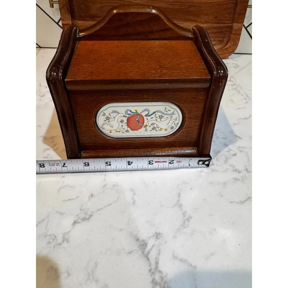 Good Wood International recipe catchall wooden box w/Marmalade goose apple tile
